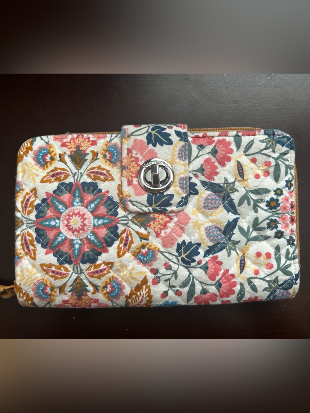 Vera Bradley Quilted Floral Print Turn-Lock Wallet - Picture 2 of 7